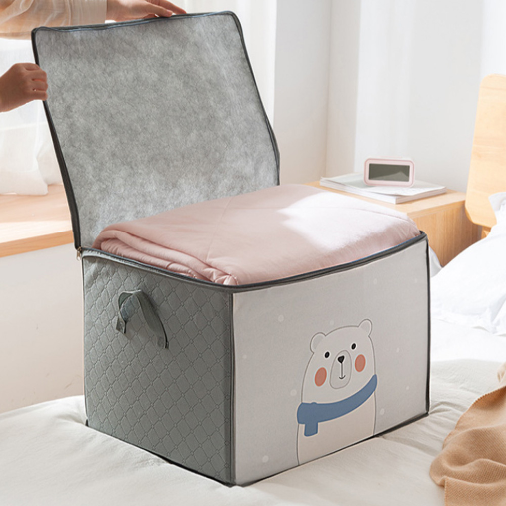 대형 이불보관함 수납 정리함 보관주머니 의류 패딩 수납함 캐릭터 손잡이 - 상세 이미지 5