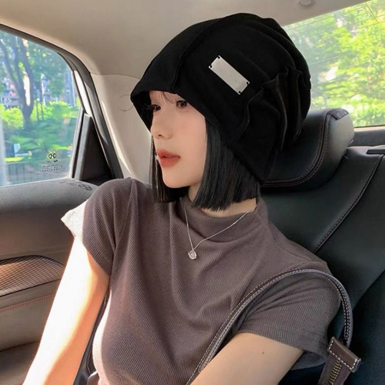 얼굴소멸 루즈핏 팔각 비니 금속 패치 빅사이즈 얇은 두건 대두 반다나