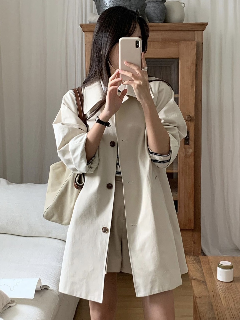 [당일출고/봄코트🌸] 루즈핏 하프트렌치코트 바바리코트 하프코트 트렌치자켓 (데일리룩/나들이룩/벚꽃룩/개강룩) 상세 이미지 12