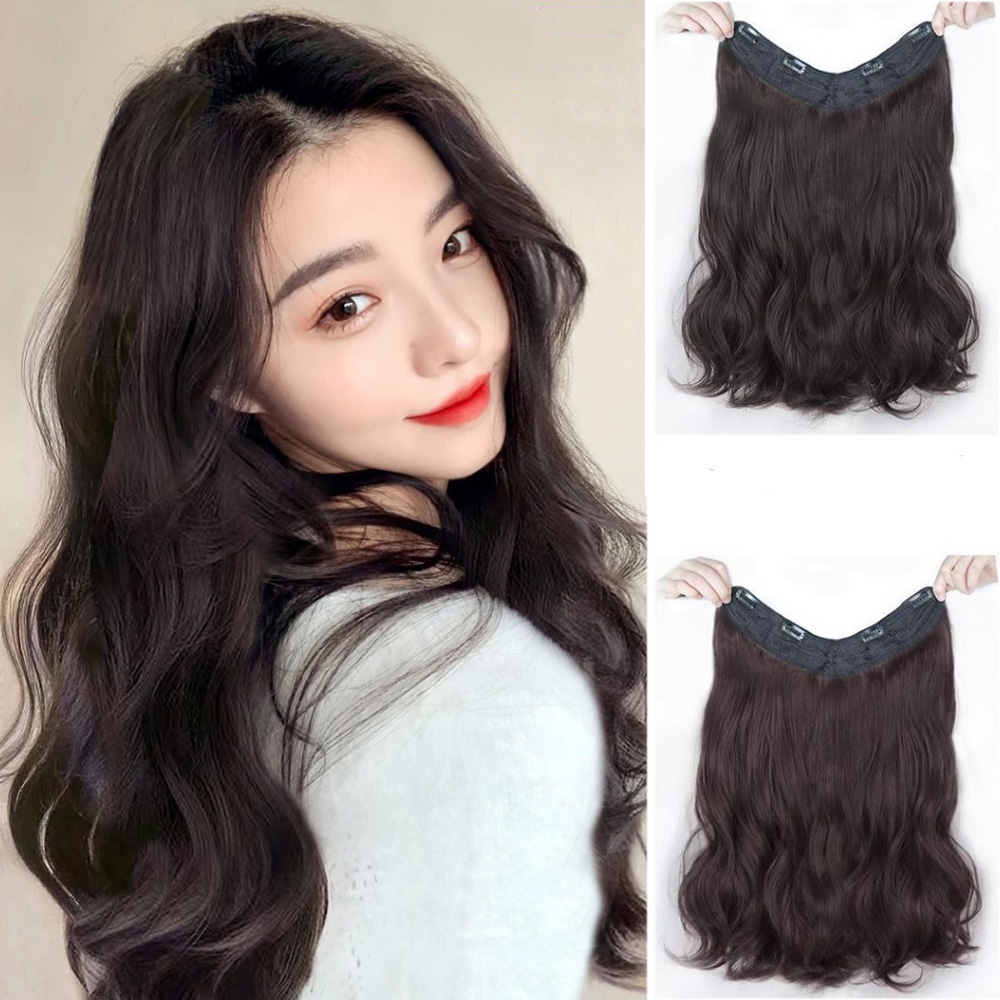 긴머리 웨이브 반가발 파마머리 부분 똑딱이 여신 붙임 머리 - 상품 이미지