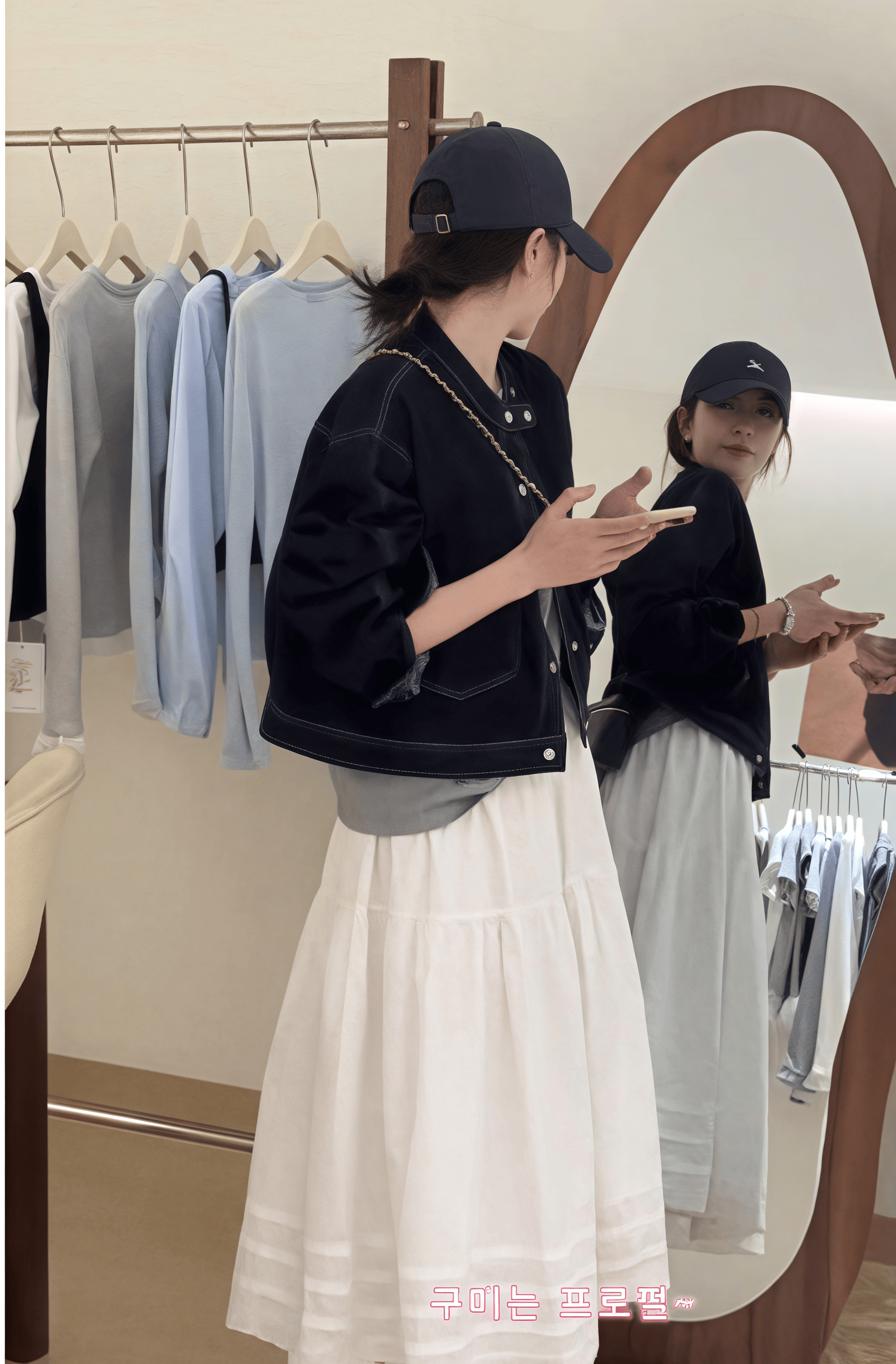 여성 크롭 데님자켓세트 루즈핏 봄가을 키작녀 청자켓 하이웨스트 펀칭 레이스 캉캉 롱치마세트 - 상세 이미지 3