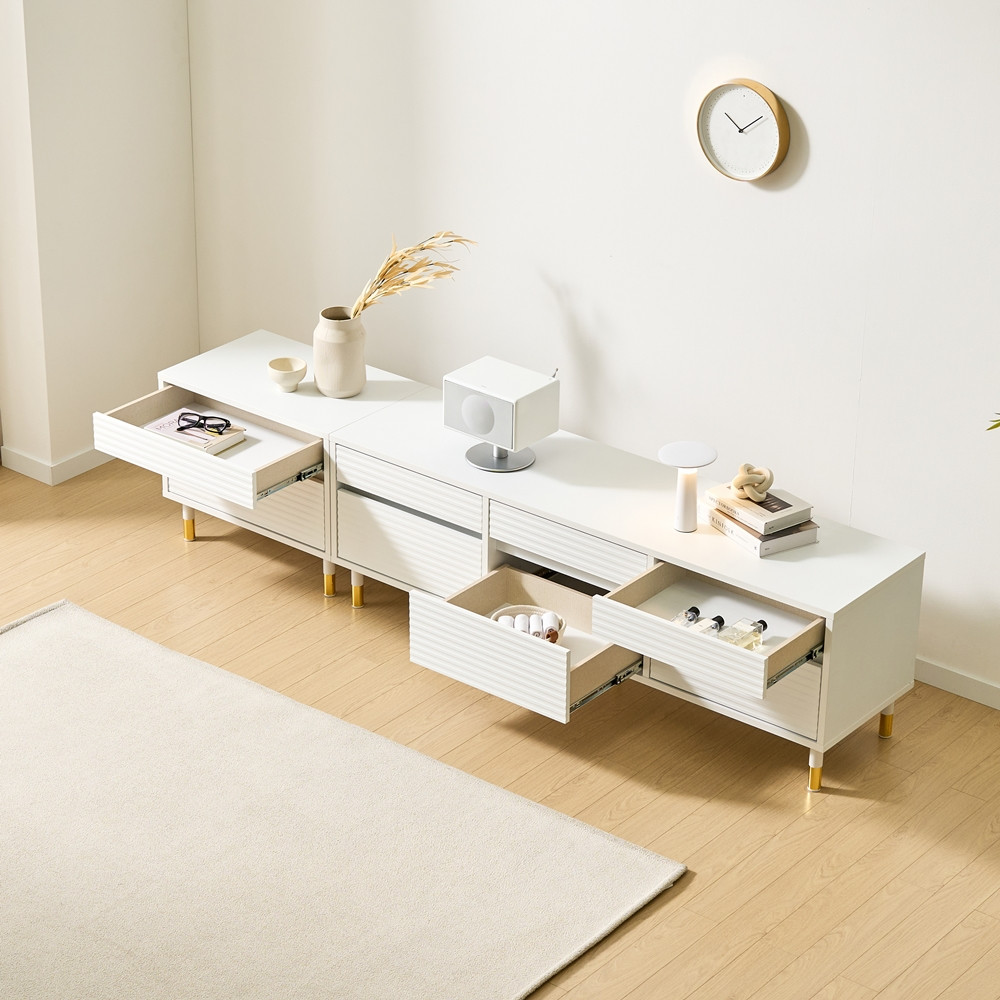 모나코 TV하부장 85인치 75인치 TV 티비 거실장 티브다이 1500x400x459mm, 화이트그레이