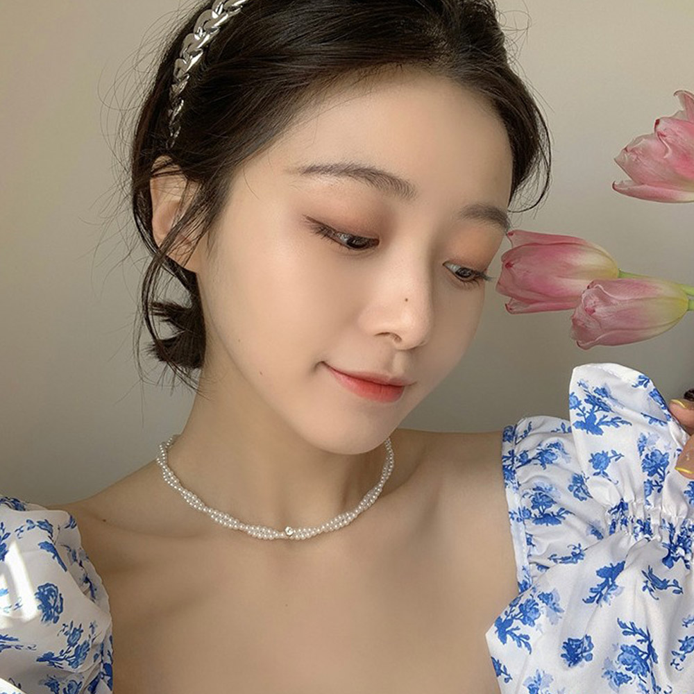 진주 실목걸이 우정 목걸이 연예인 목걸이 비즈 초커 - 상품 이미지