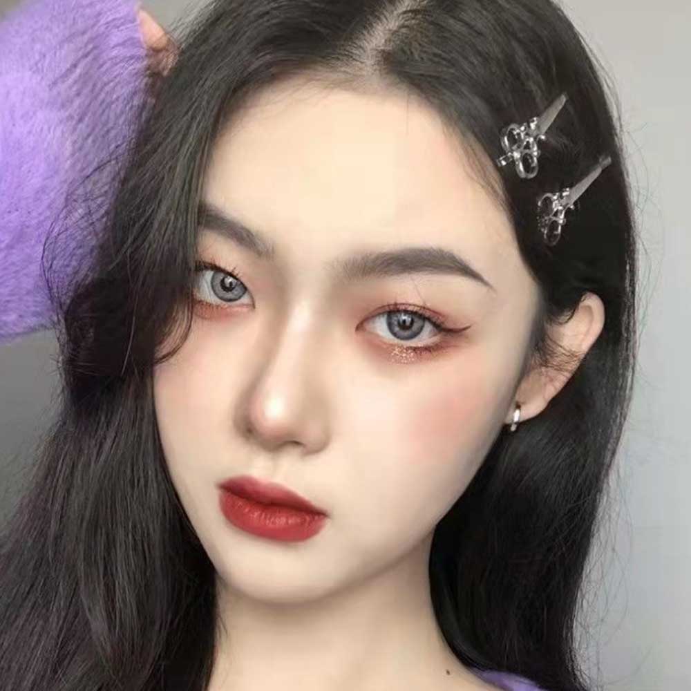 가위 실핀 헤어 메탈 실버 미니 얇은 앞머리 포인트 컬러 - 상세 이미지 2