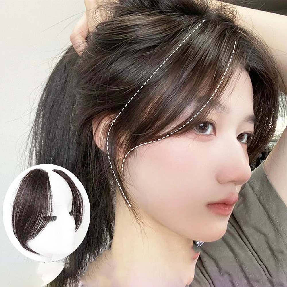 C컬 옆머리 부분 가발 헤어피스 똑딱이 사이드 뱅 - 상품 이미지