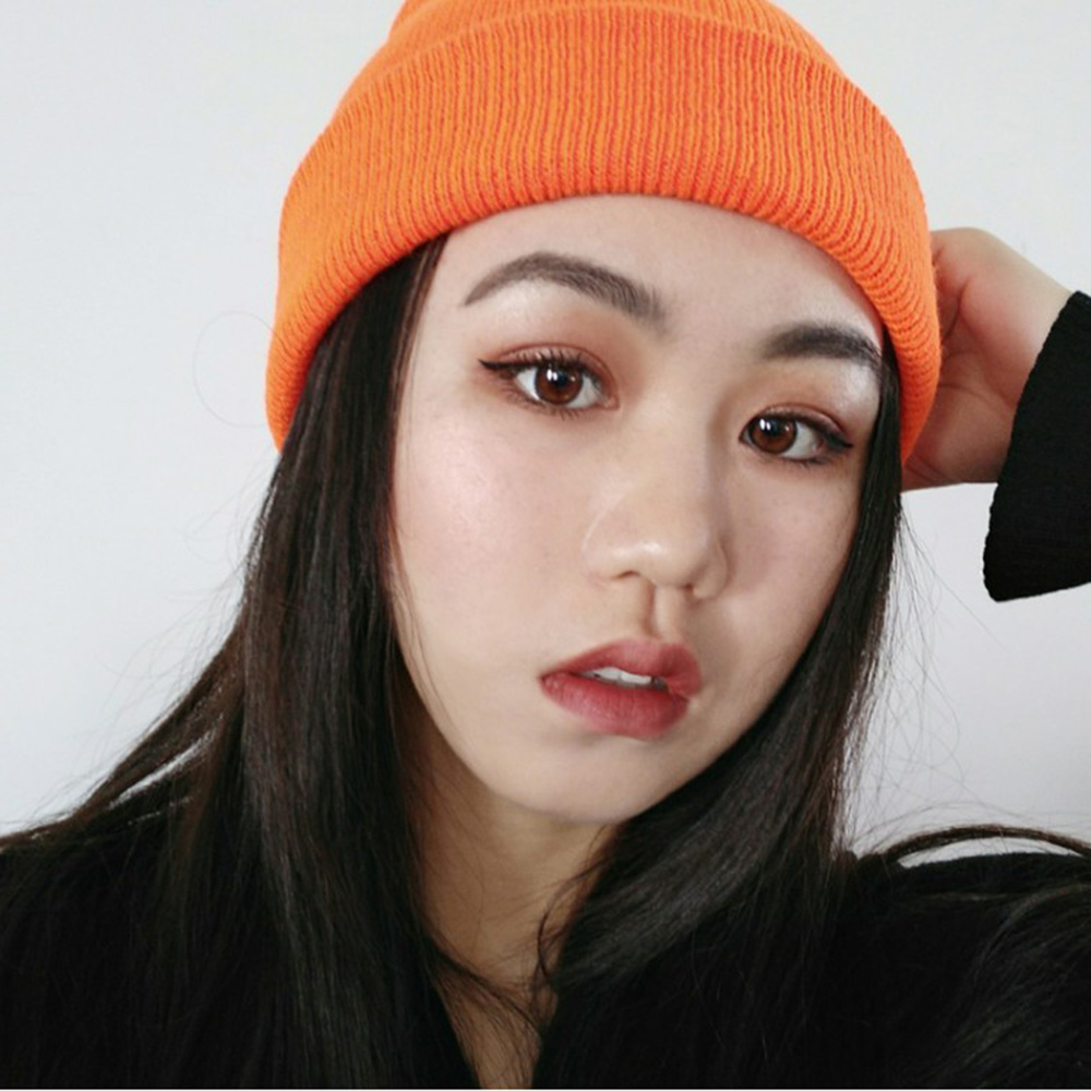 무지 비비드 네온비니 형광 대두 비니 심플 골지 와치캡 망고레옹 모자 스타일 얇은 데일리 - 상세 이미지 4