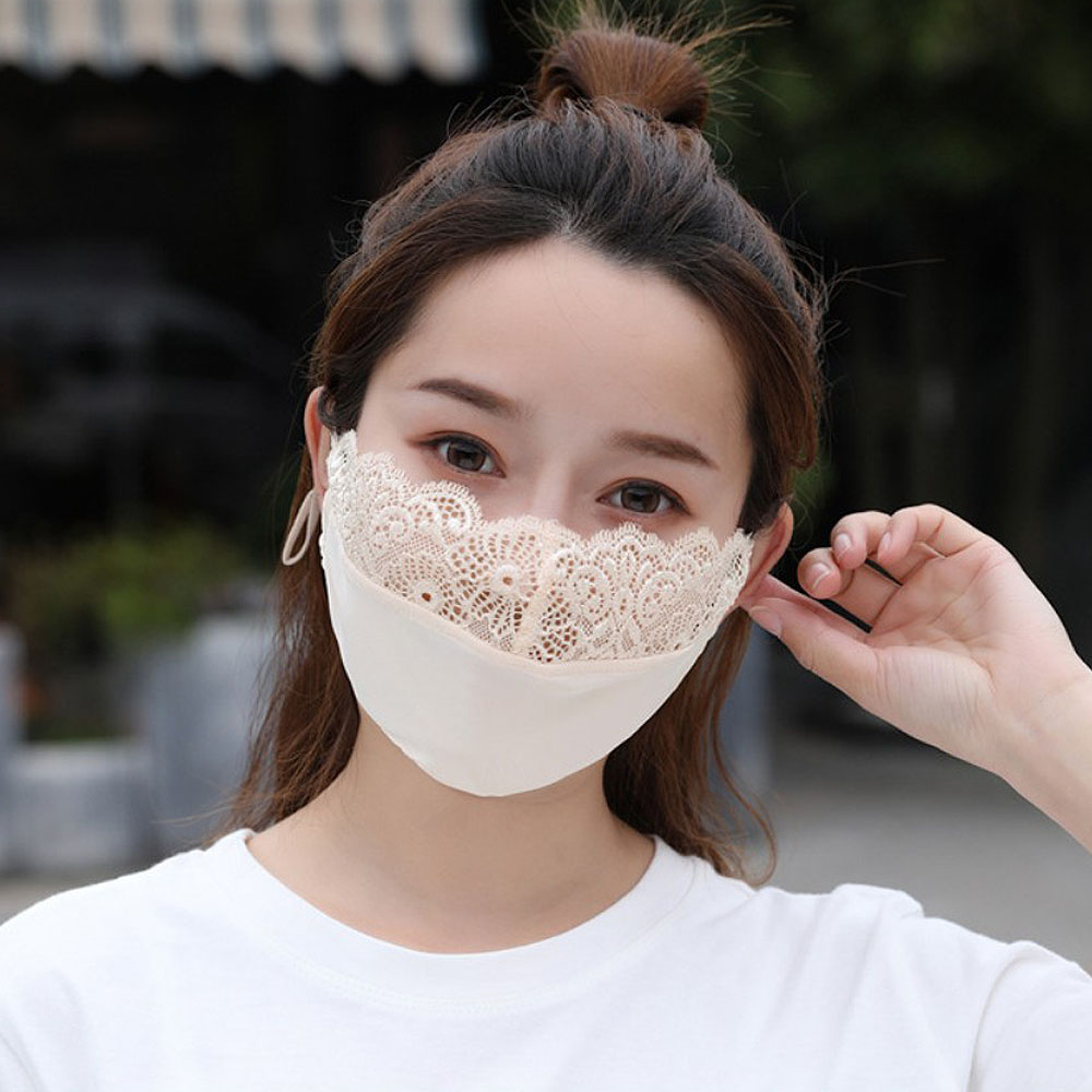 시스루 레이스 마스크 결혼식 웨딩 얼굴 가리개 등산 안면 자외선차단 신부 자수 - 상세 이미지 4