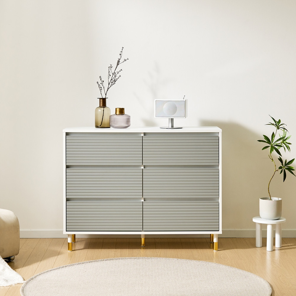 모나코 화장대서랍장 드레스룸 옷 안방 긴 낮은 와이드 1150x400x890mm, 3단, 화이트 - 상세 이미지 5