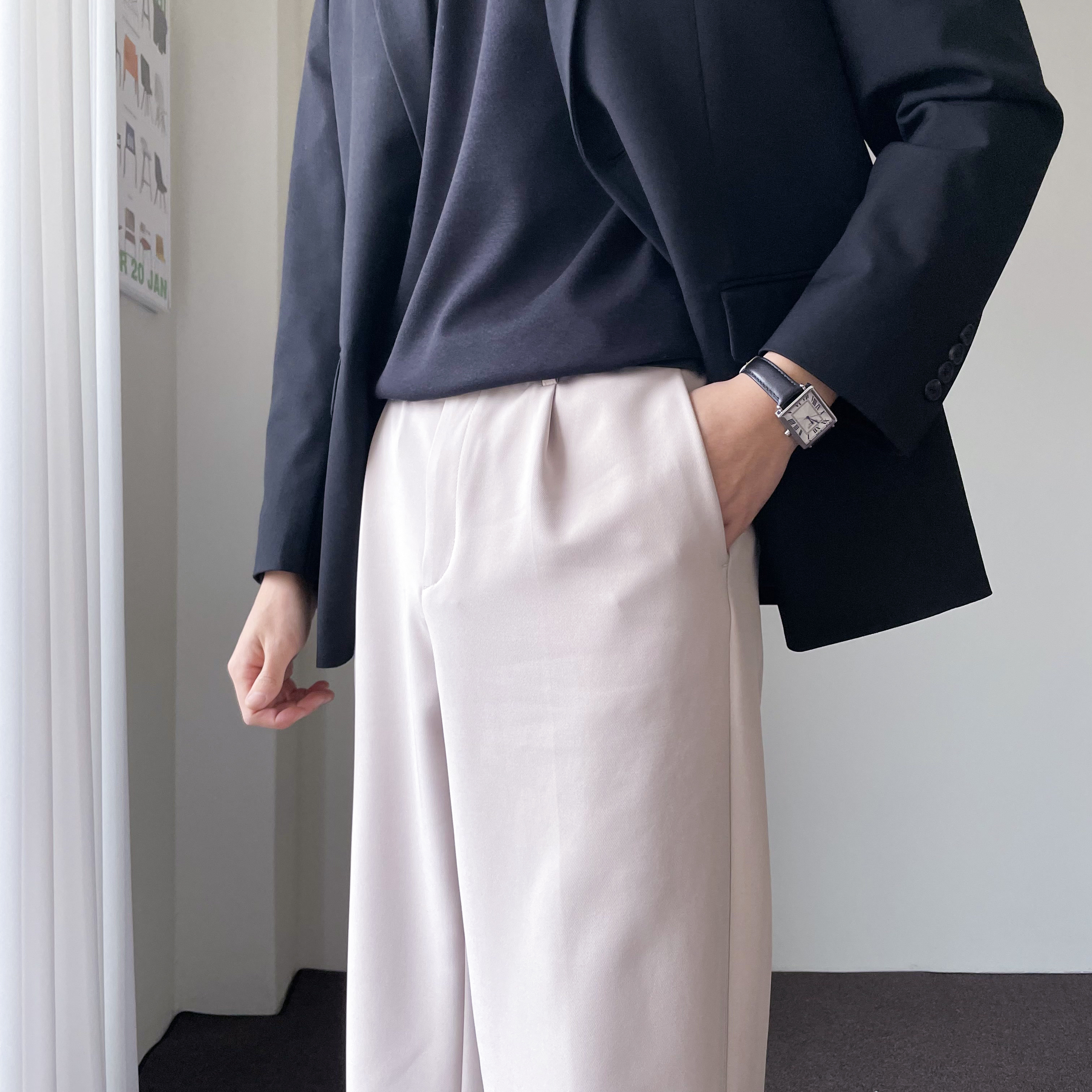 남자와이드슬랙스 세미와이드슬랙스 기지바지 - 상세 이미지 3