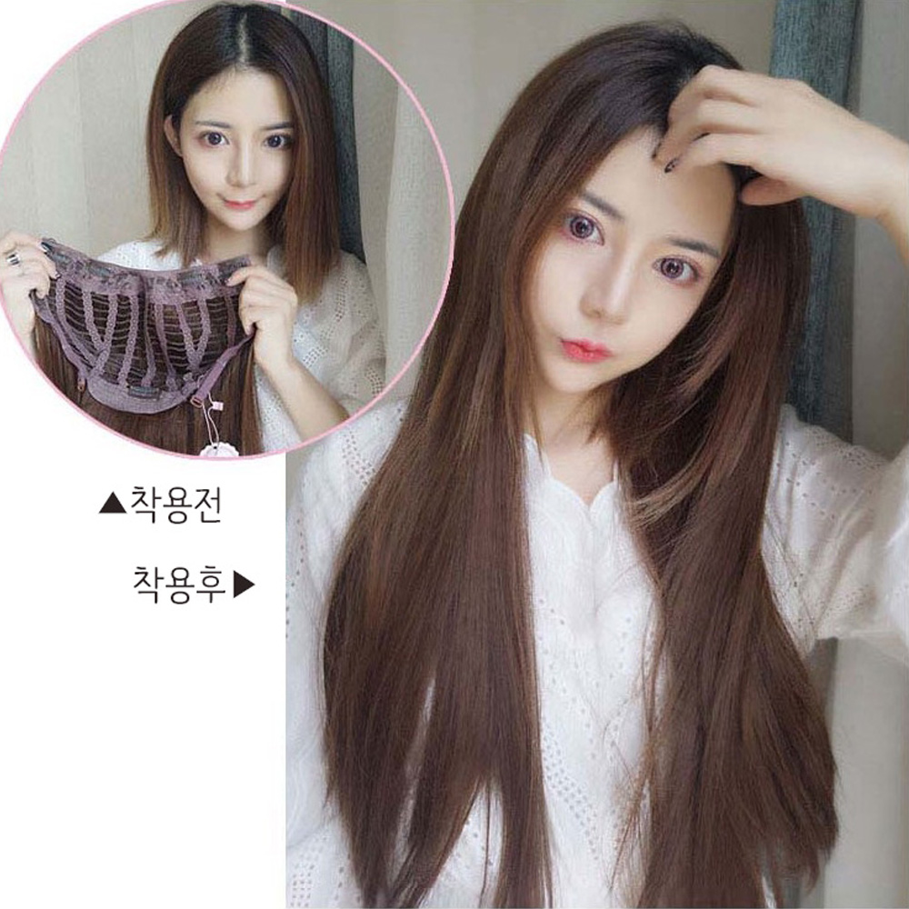 오픈 반가발 앞머리없는 가발 긴머리가발 붙임머리 U자 부분 - 상품 이미지