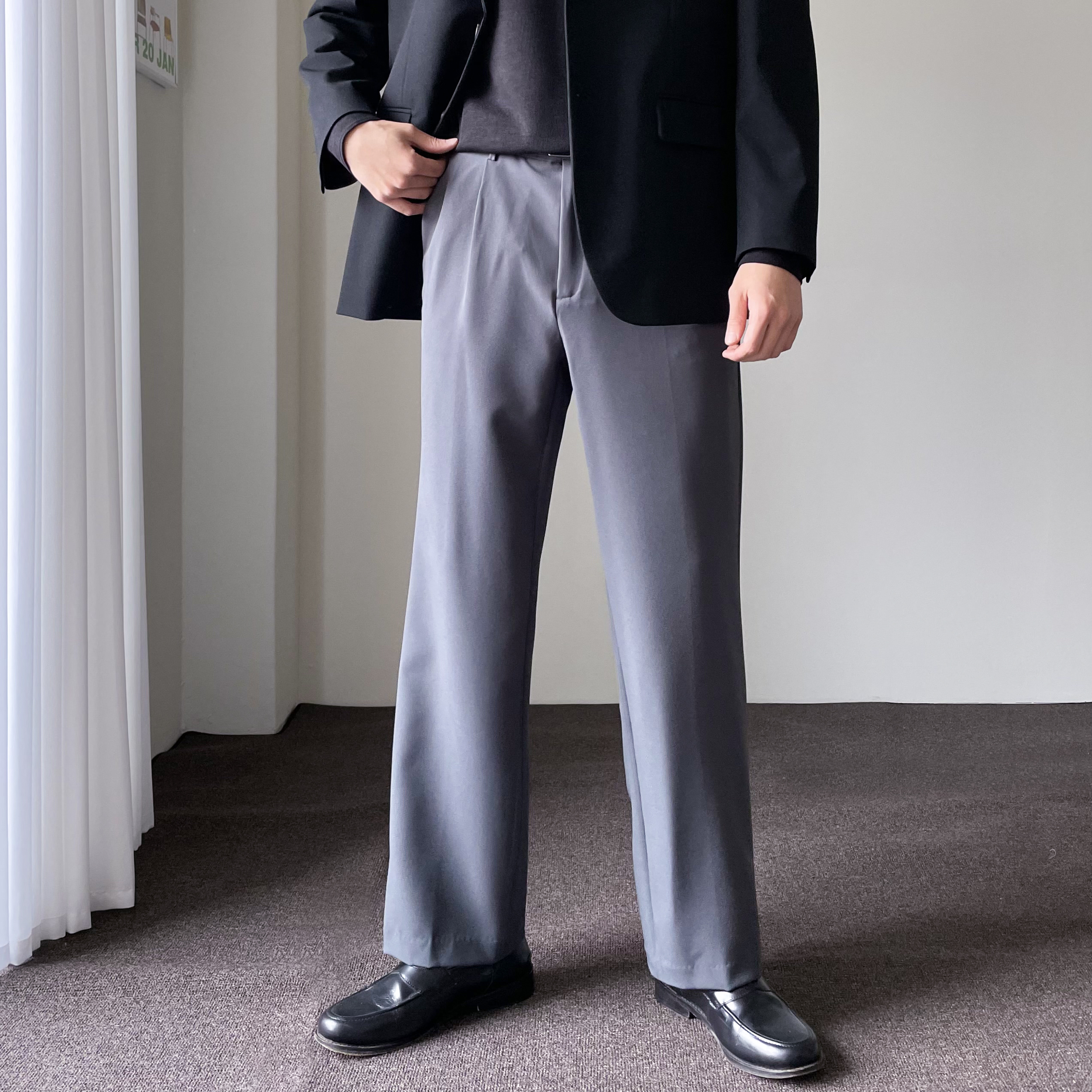 남자와이드슬랙스 세미와이드슬랙스 기지바지 - 상품 이미지