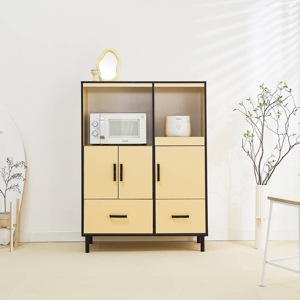 에그미 김치 냉장고장 냉장고자리 틈새장 비스포크 팬트리장 1000x400x1370mm, 4단, 버터옐로우