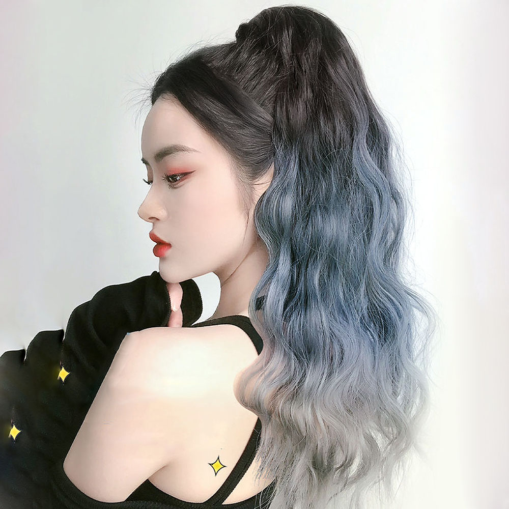 투톤 긴머리 포니테일 가발 집게 달비머리 부분가발 - 상품 이미지