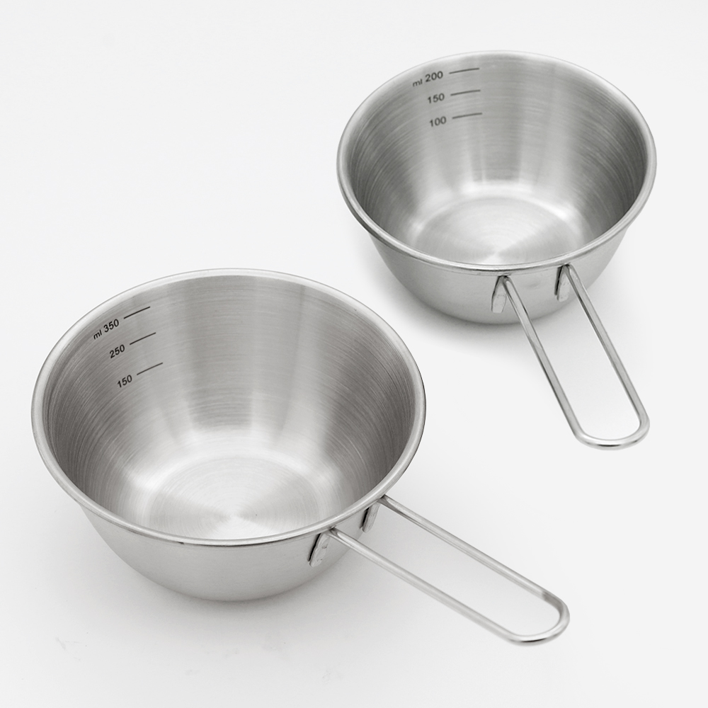 304 스텐 롱핸들 미니 계량컵 2종세트 200ml+400ml / 스텐 손잡이 믹싱볼 세트 - 상세 이미지 2