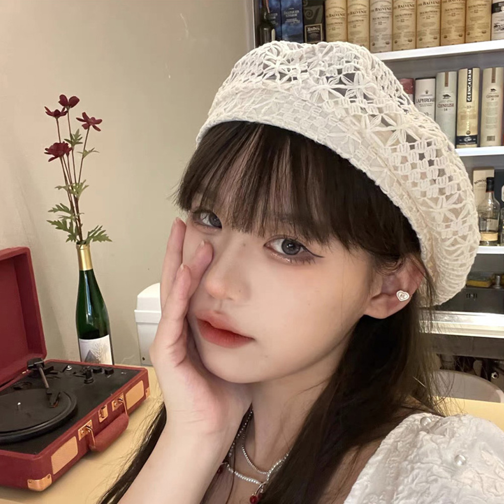 시스루 레이스 베레모 봄 여름 통기성 빵모자 화가모자 망사베레모 - 상세 이미지 5