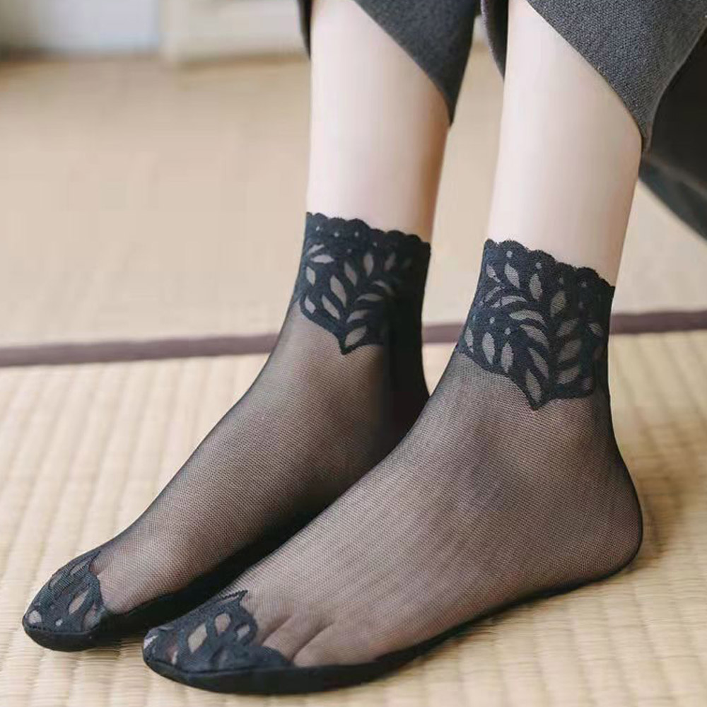 레이스 망사 발목스타킹 시스루 앵클스타킹 삭스 판타롱 정장 구두 레이스덧신 - 상품 이미지