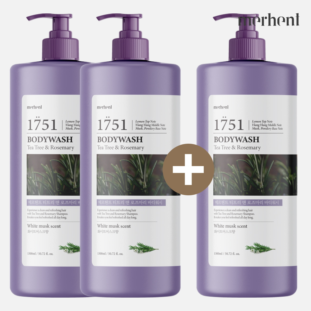 2+1 메르헨트 티트리 대용량 바디워시 1500ml 화이트머스크 약산성 퍼퓸 향좋은 샤워