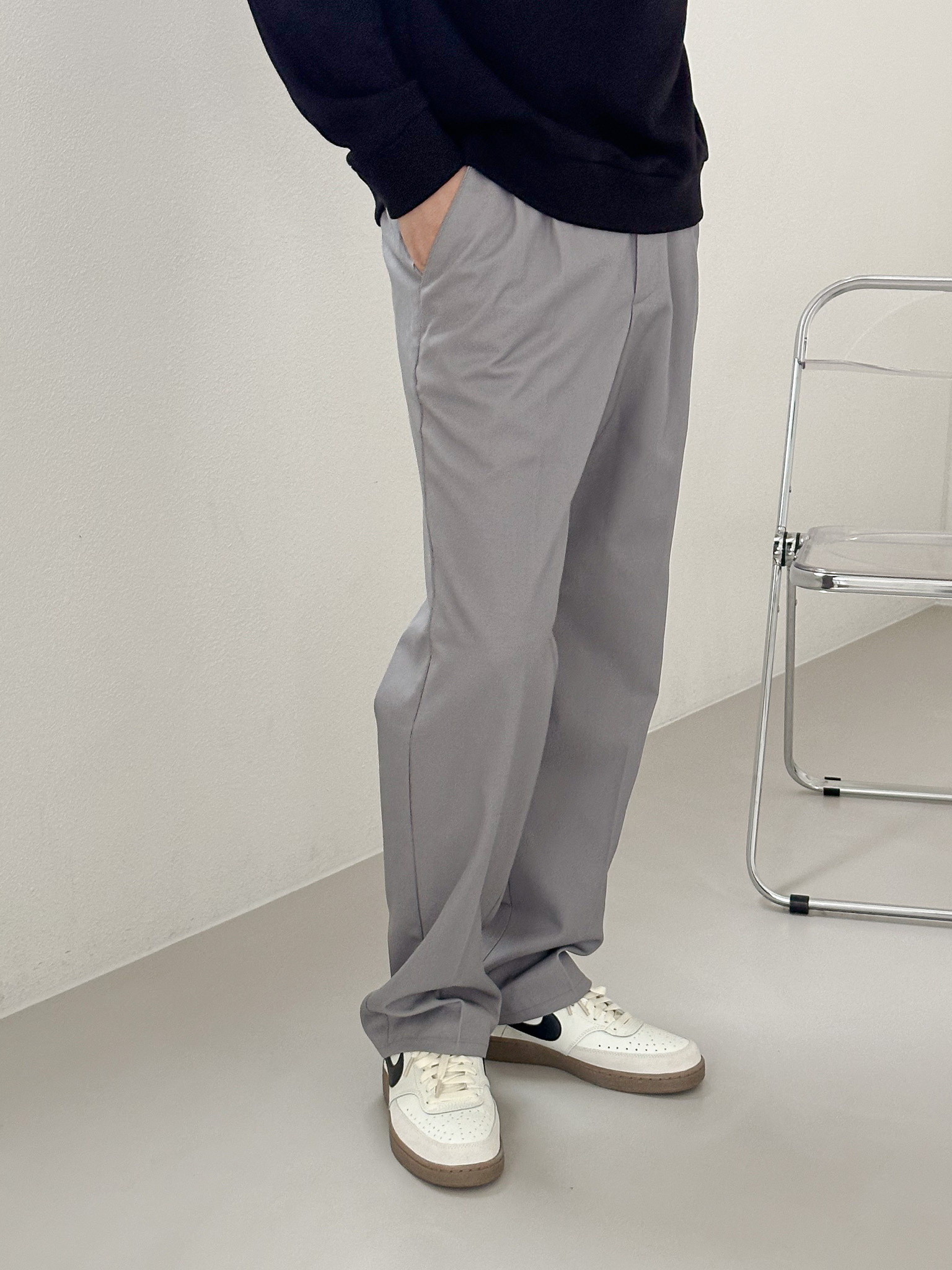 저렴한 가격으로 편하게 입으세요 1+1 남자 작업복 TR 춘추 바지 남성 하의 가을 팬츠 그레이, 36