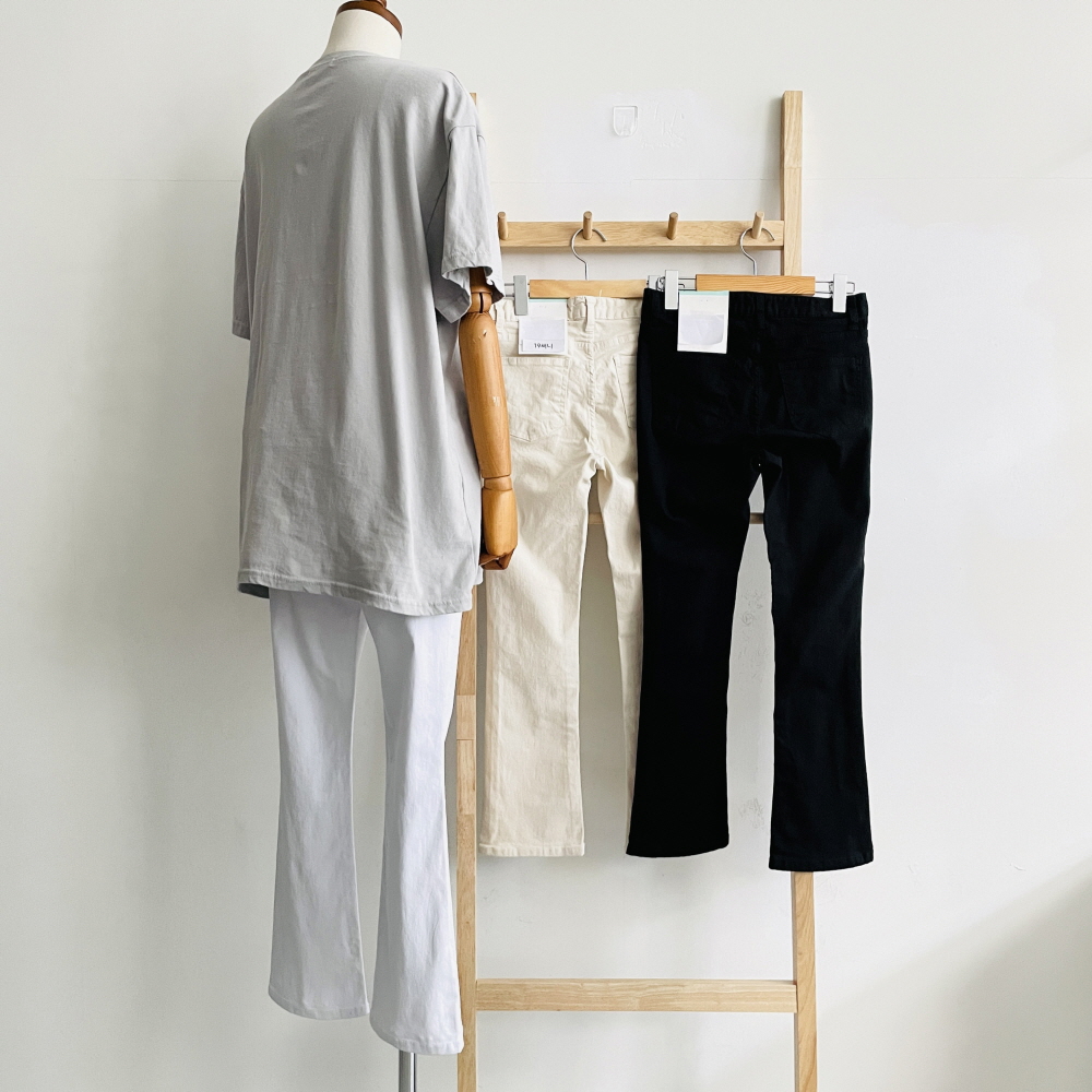 슬림 부츠컷팬츠 키작녀바지 여성 면바지 하이웨스트 스판 9부 팬츠 - 상세 이미지 4