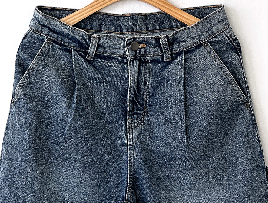 남자청반바지 데님팬츠 버뮤다청반바지 와이드핏 여름 카펜터진 - 상세 이미지 5