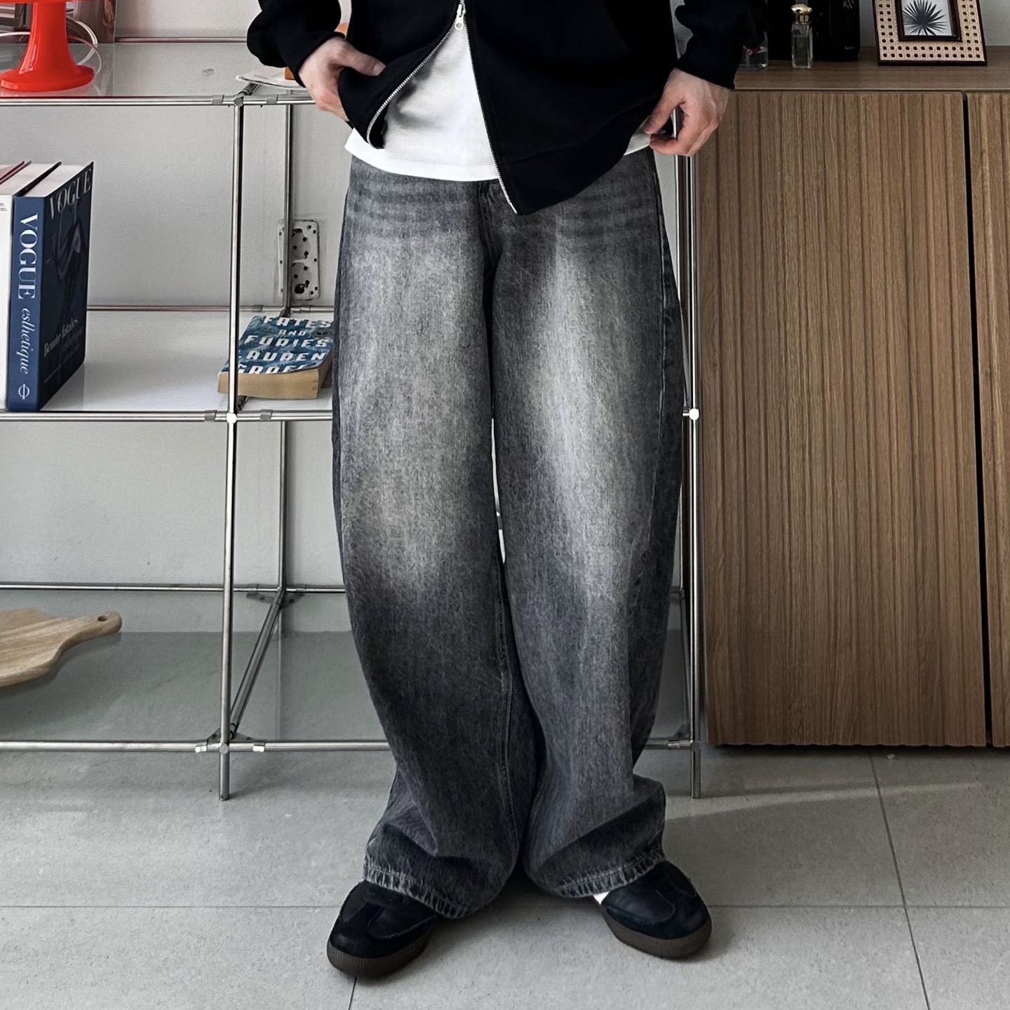 틴워싱팬츠 롱데님와이드팬츠 벌룬핏투턱팬츠 - 상세 이미지 4