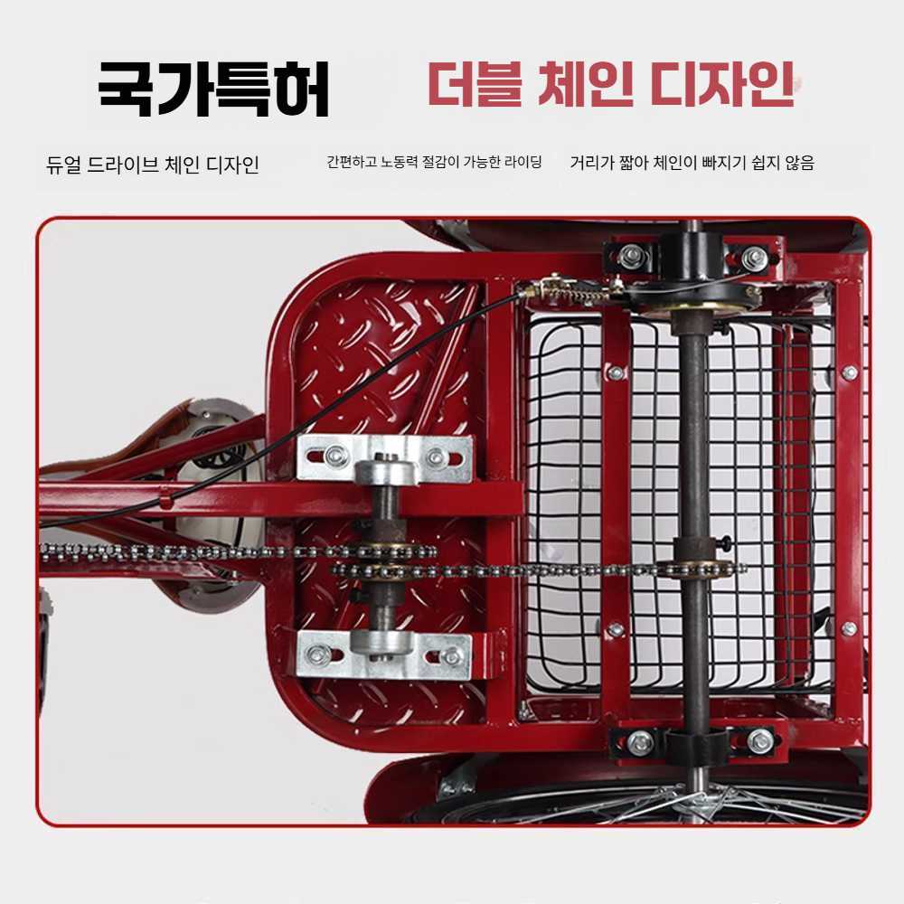 고캠프 인력거 세발자전거 자전거 핸드카트 성인용 20인치 레드 야채 바구니 싱글 - 상세 이미지 4