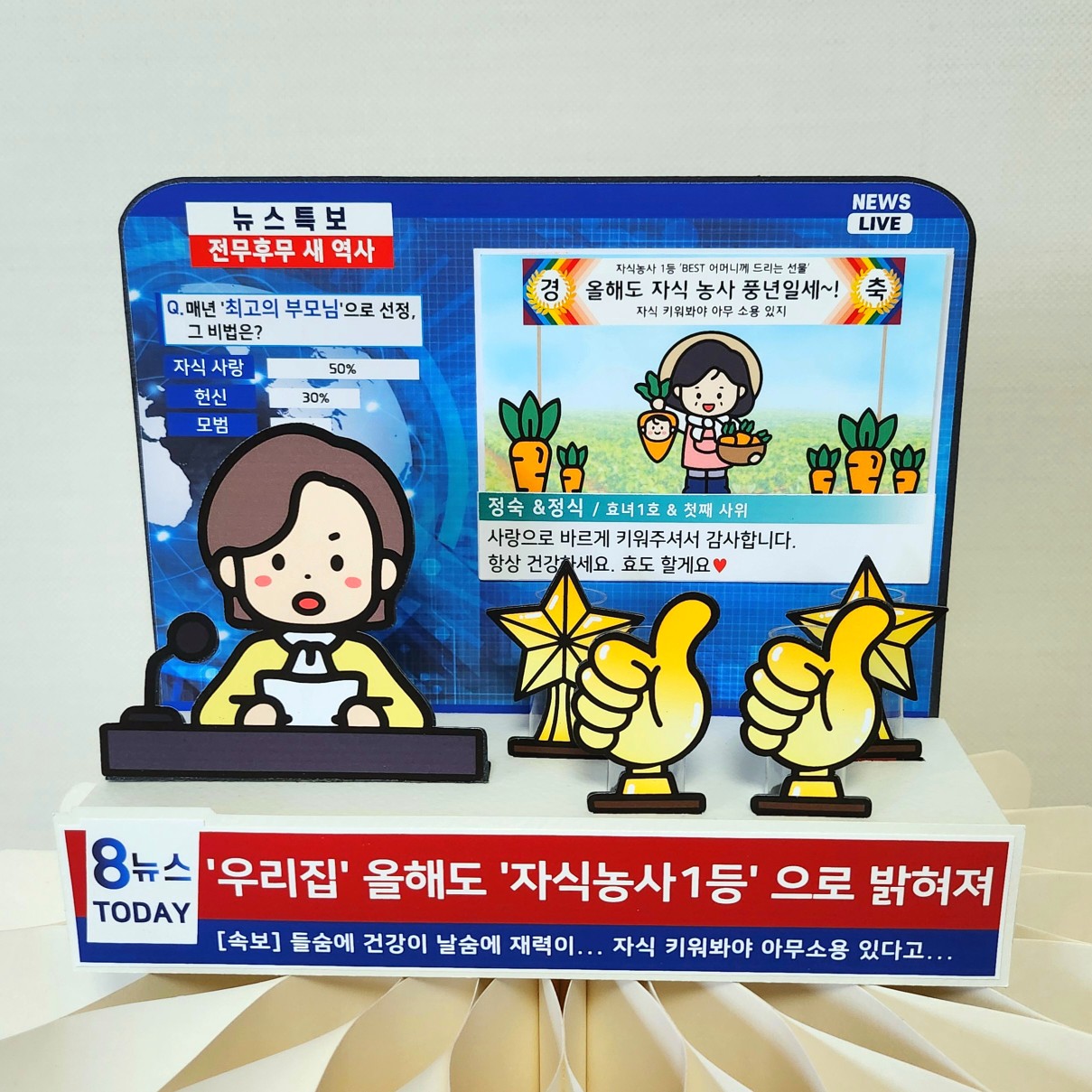 용돈토퍼 뉴스특보 어버이날 반전 용돈박스 부모님 생신 이벤트 자식농사 엄마빠 트로피2개 - 상세 이미지 5