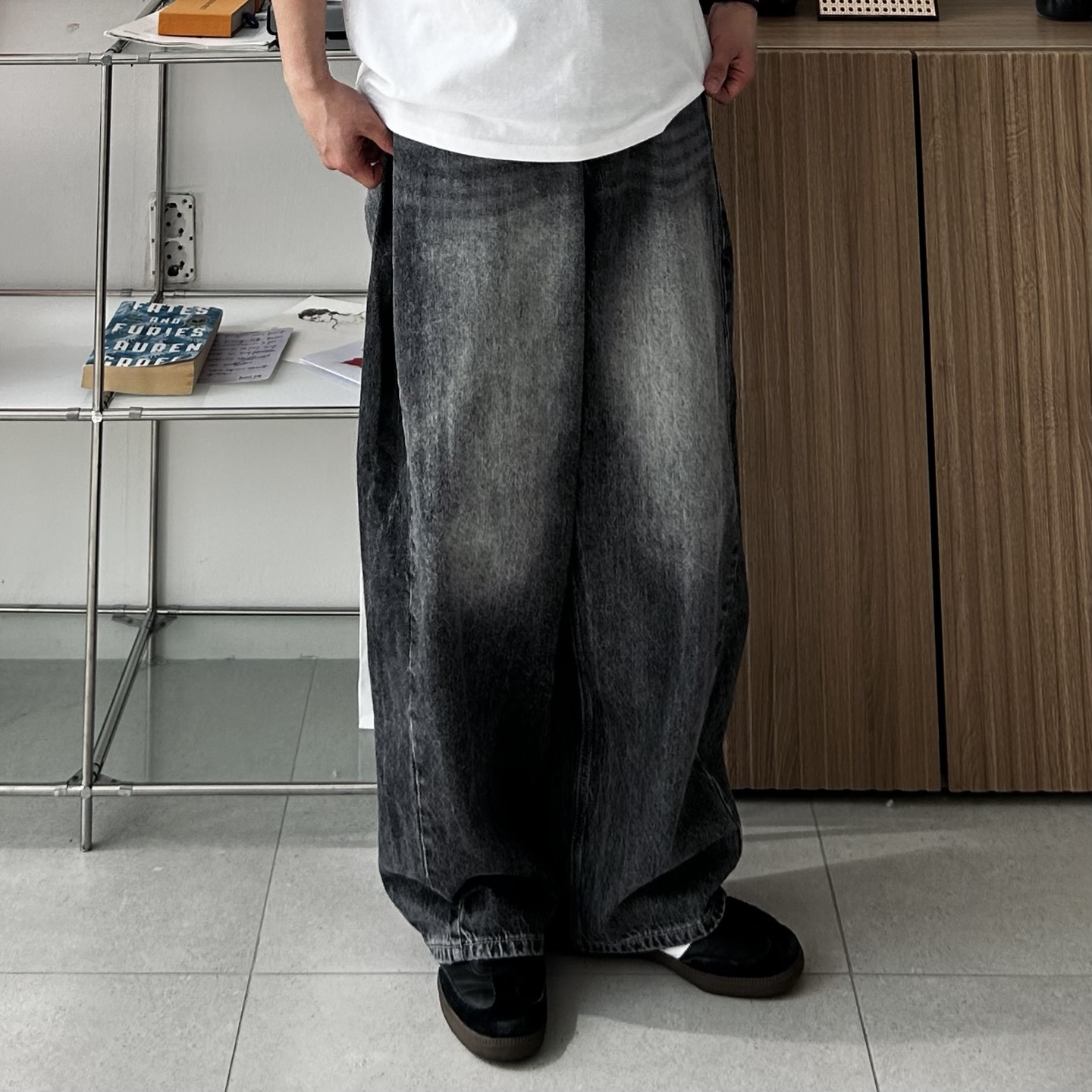 틴워싱팬츠 롱데님와이드팬츠 벌룬핏투턱팬츠 - 상세 이미지 3