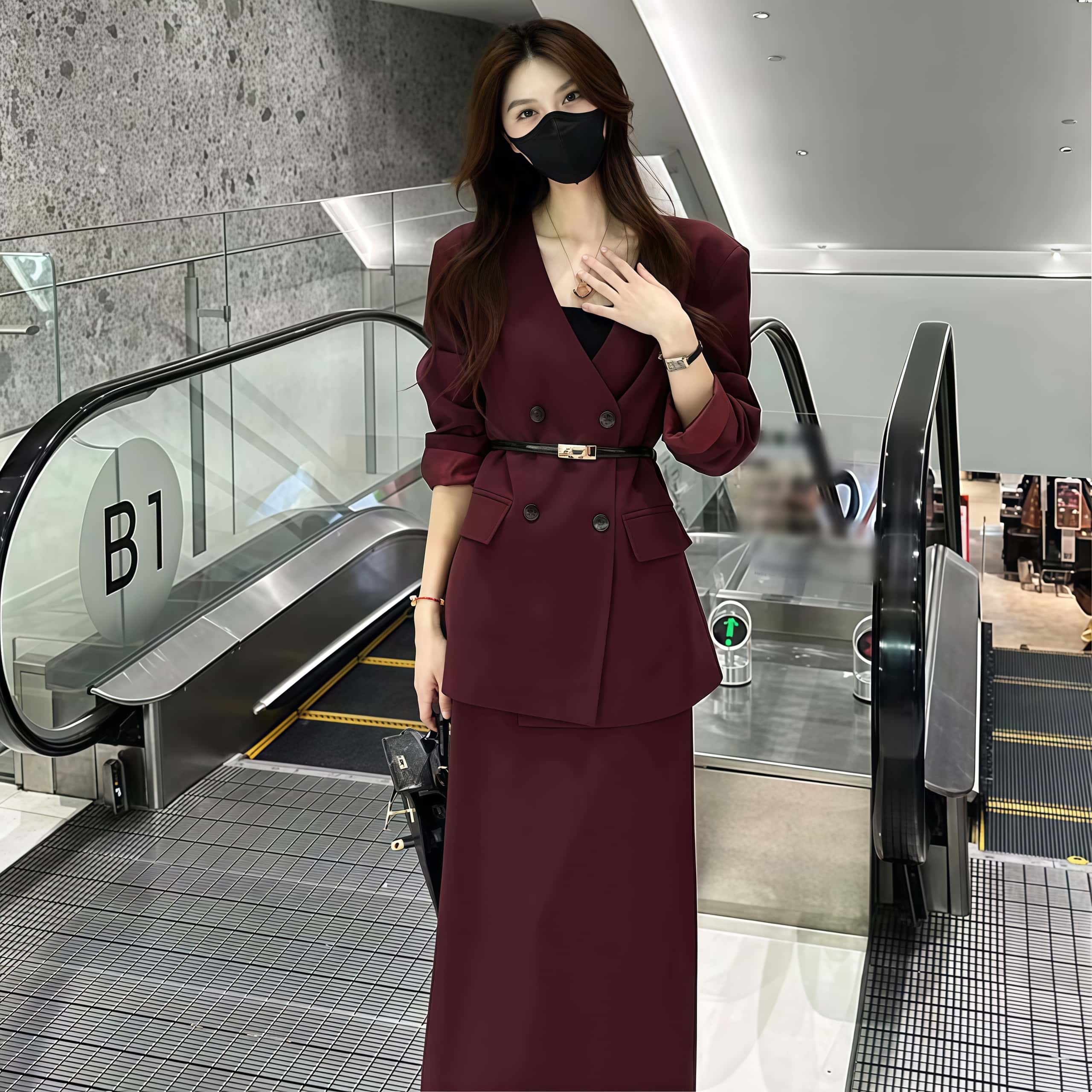 여성 스커트 정장세트 오피스 하객룩 슬림핏 양복 투피스세트 - 메인 이미지