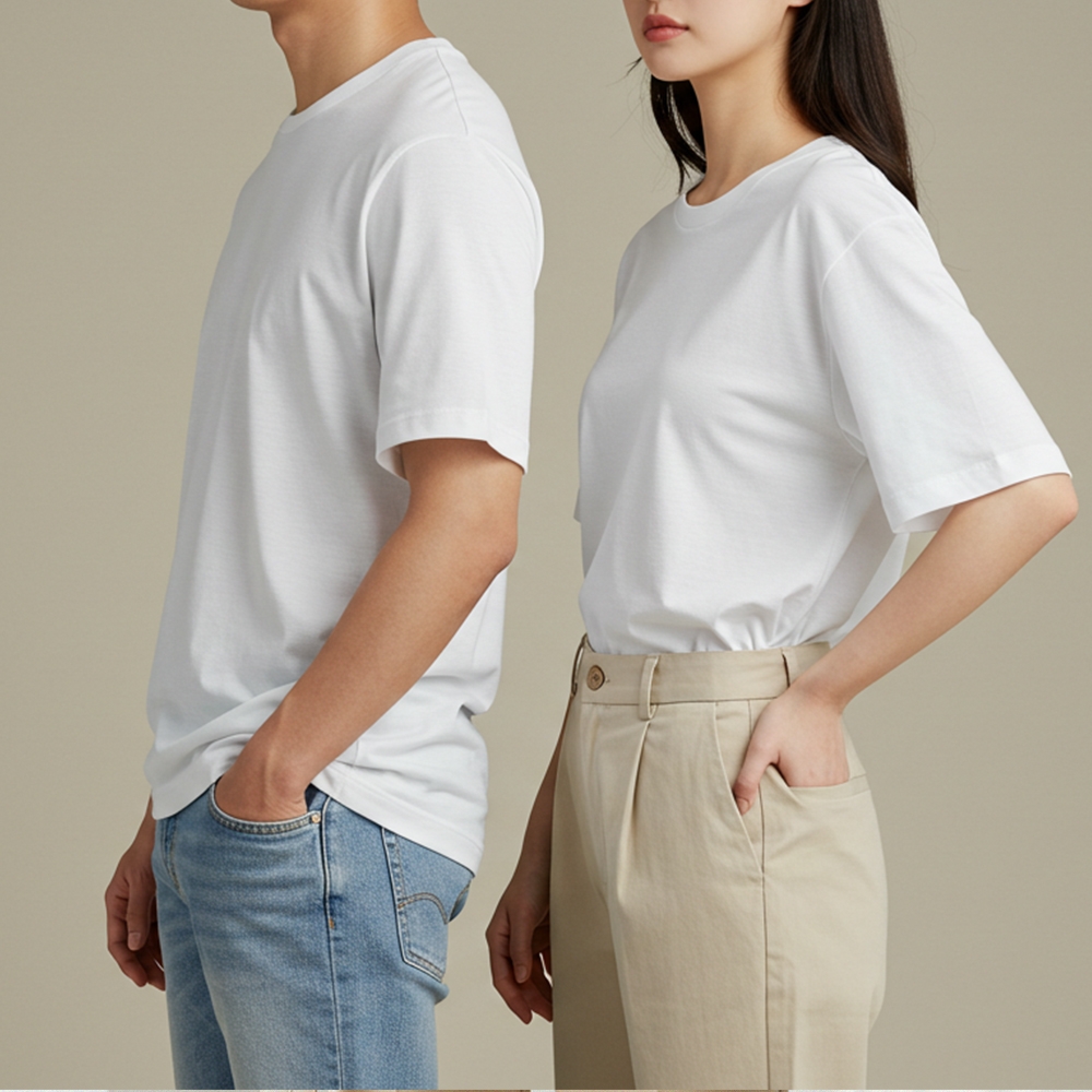 1+1 면티30수 반팔레이어드 무지 흰티 남자 남여공용 반팔티 이너티 티셔츠 이미지 6