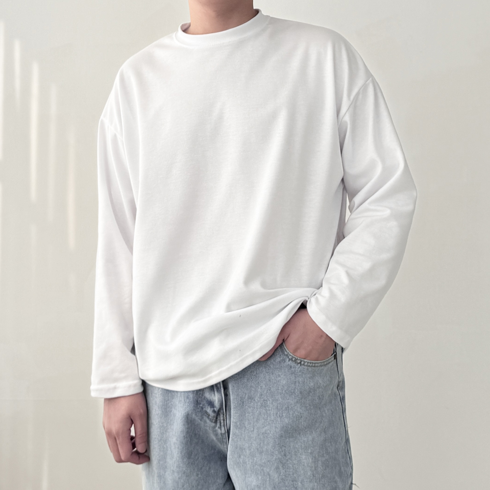 롱슬리브 남자레이어드티 긴팔티셔츠 남자흰티 - 메인 이미지