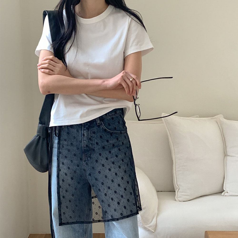 레이어드랩스커트 오간자 리본 플레어치마 아이보리 블랙 - 상세 이미지 2