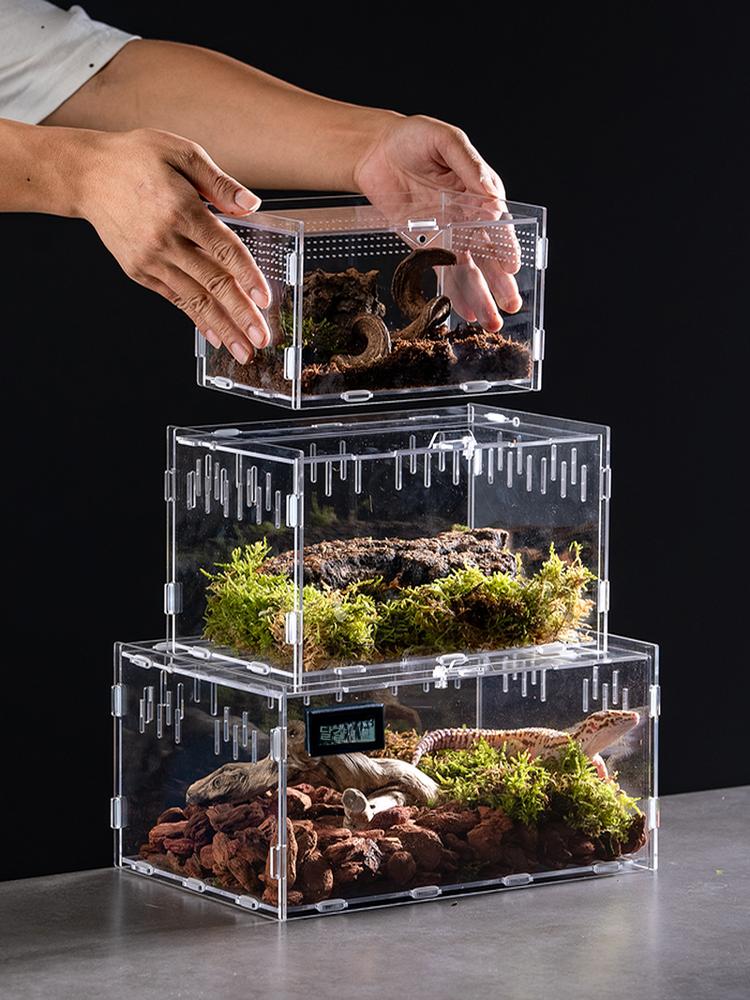 아크릴사육장 전체 투명 개구리 조립형 사육장 간편 파충류 조립 상자-10x8x7CM - 상품 이미지