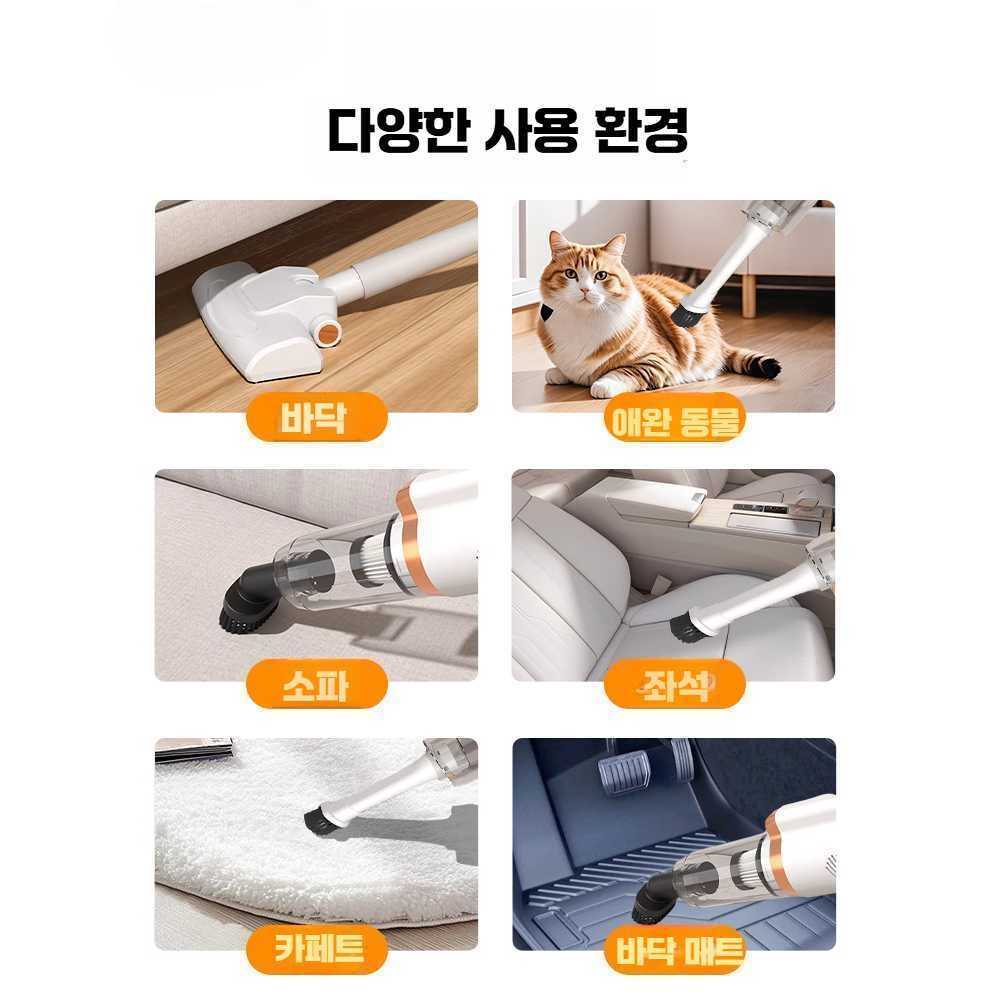 J2K 강력한 흡입력 가정용 무선 진공 청소기 강아지털 화이트필터2개40kpa70분 - 상세 이미지 5