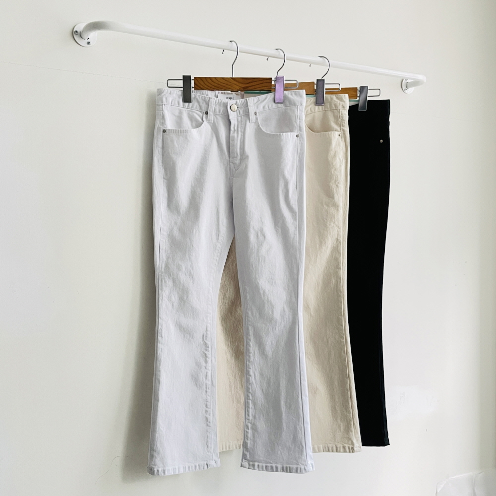 슬림 부츠컷팬츠 키작녀바지 여성 면바지 하이웨스트 스판 9부 팬츠 - 상품 이미지