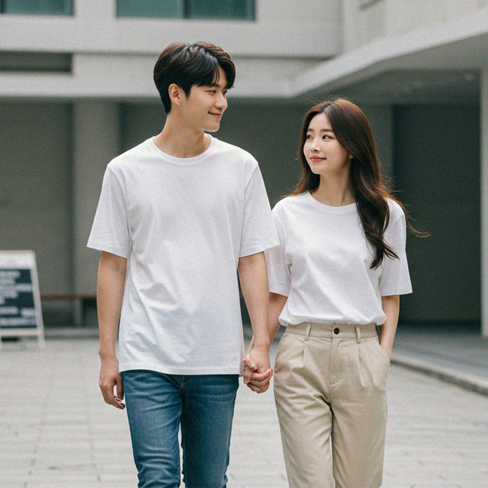 2+1 국산 무지 반팔 국내생산 30수 레이어드 기본 라운드 흰티 흰색 반팔티 - 상세 이미지 4