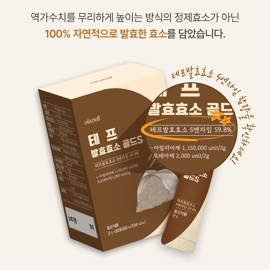 역가수치 높은 테프 100% 자연 발효 효소 가루 스틱 분말 고구마맛 2박스 이미지 7
