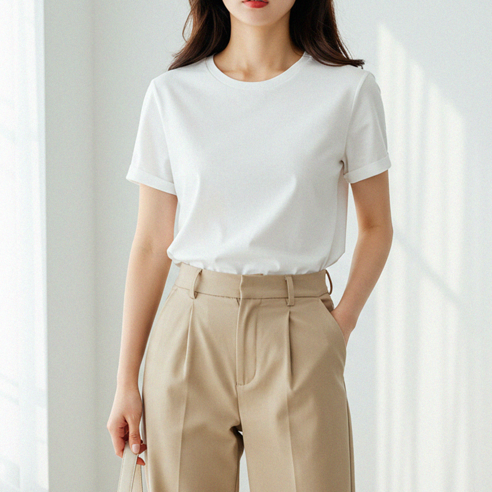 1+1 면티30수 반팔레이어드 무지 흰티 남자 남여공용 반팔티 이너티 티셔츠 - 상세 이미지 5
