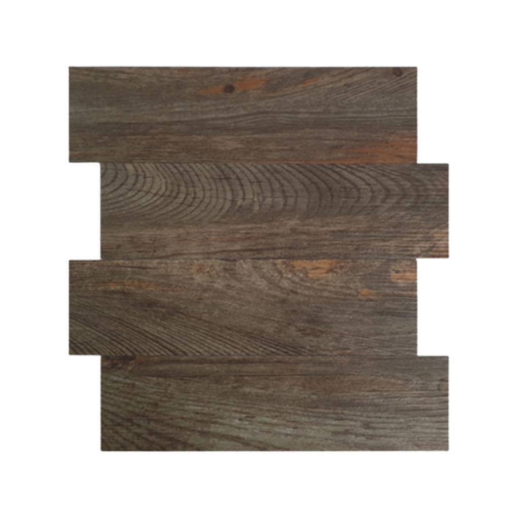 3D 입체 타일스티커 데코시트지 후면접착 생활방수 두꺼운4T 305x305mm, 고동색 나무무늬