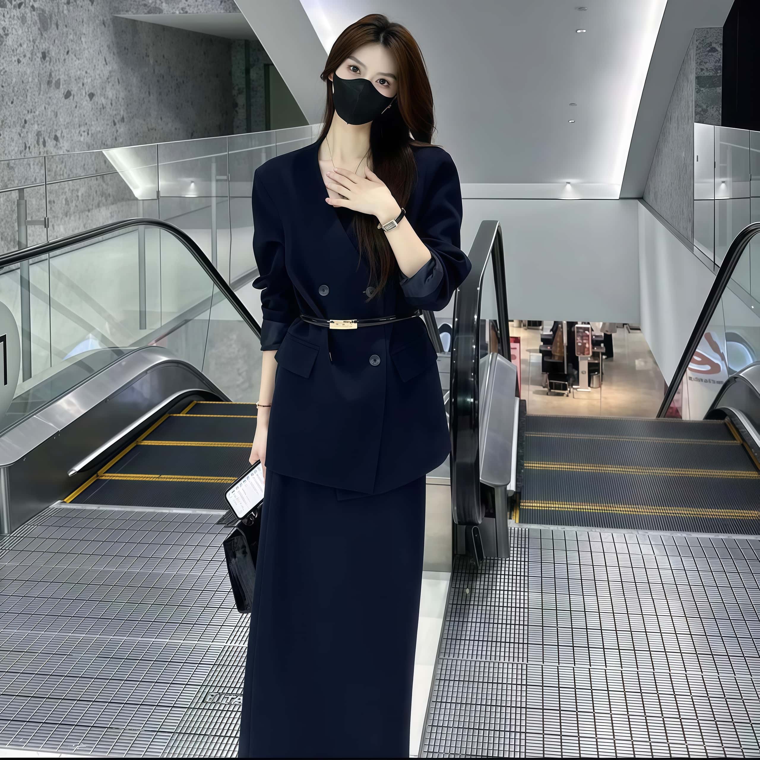 여성 스커트 정장세트 오피스 하객룩 슬림핏 양복 투피스세트 - 상세 이미지 2