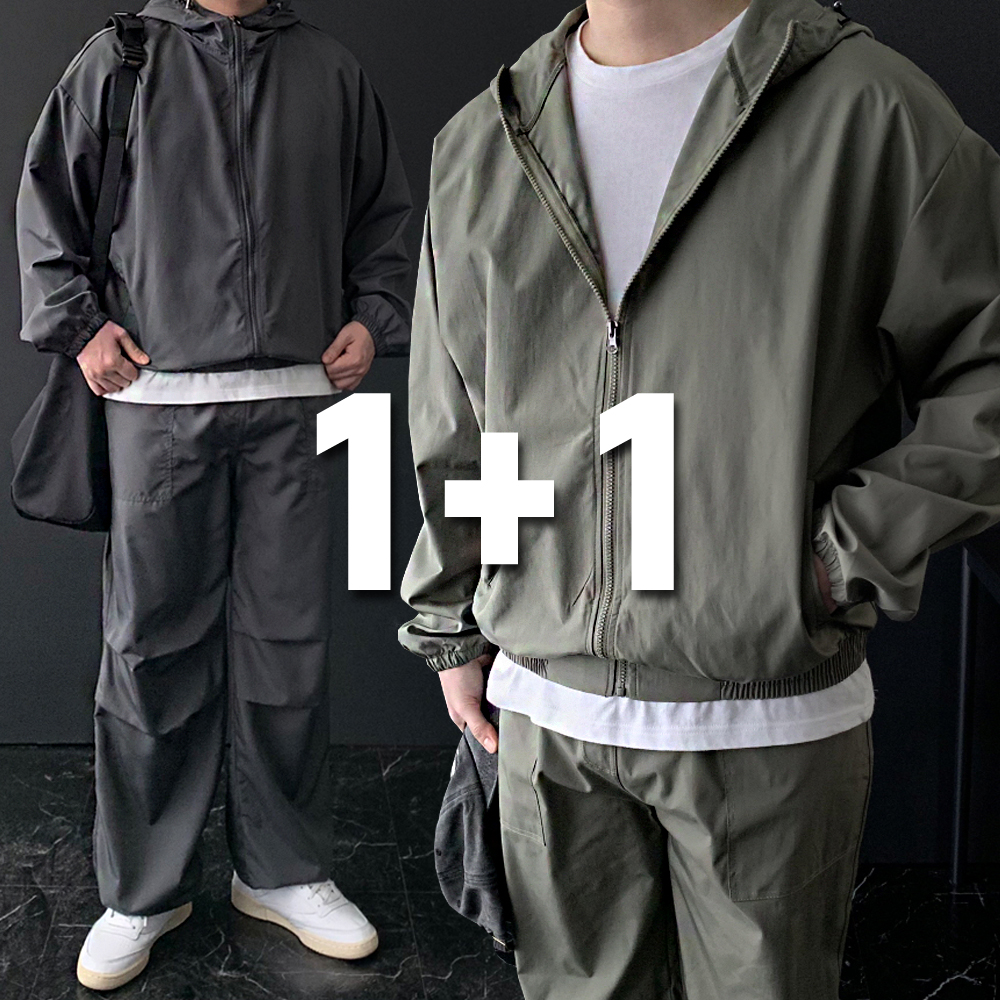1+1 봄바람막이 얇은바람막이 윈드러너 우븐자켓 - 상품 이미지
