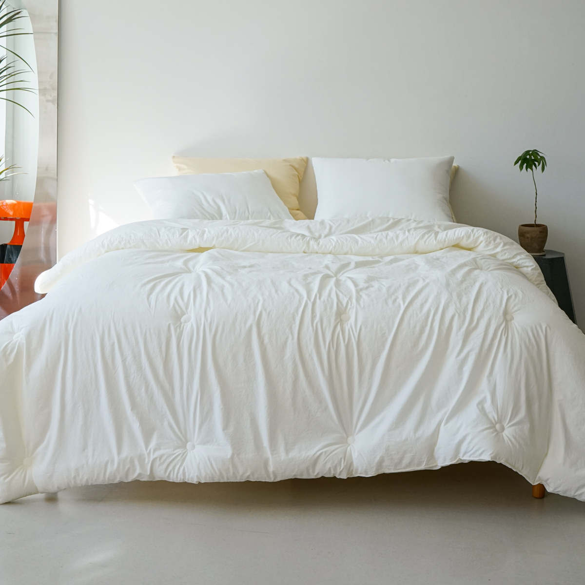 100수 소프트니스 고밀도면 알러지케어 침구 간절기 가을 이불 웜 화이트, Q(퀸)