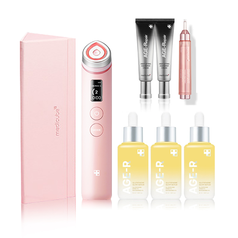 메디큐브 에이지알 부스터 프로(핑크) 앰플3개 +케이스+리페어2+콜라겐 글로우 부스터세럼1