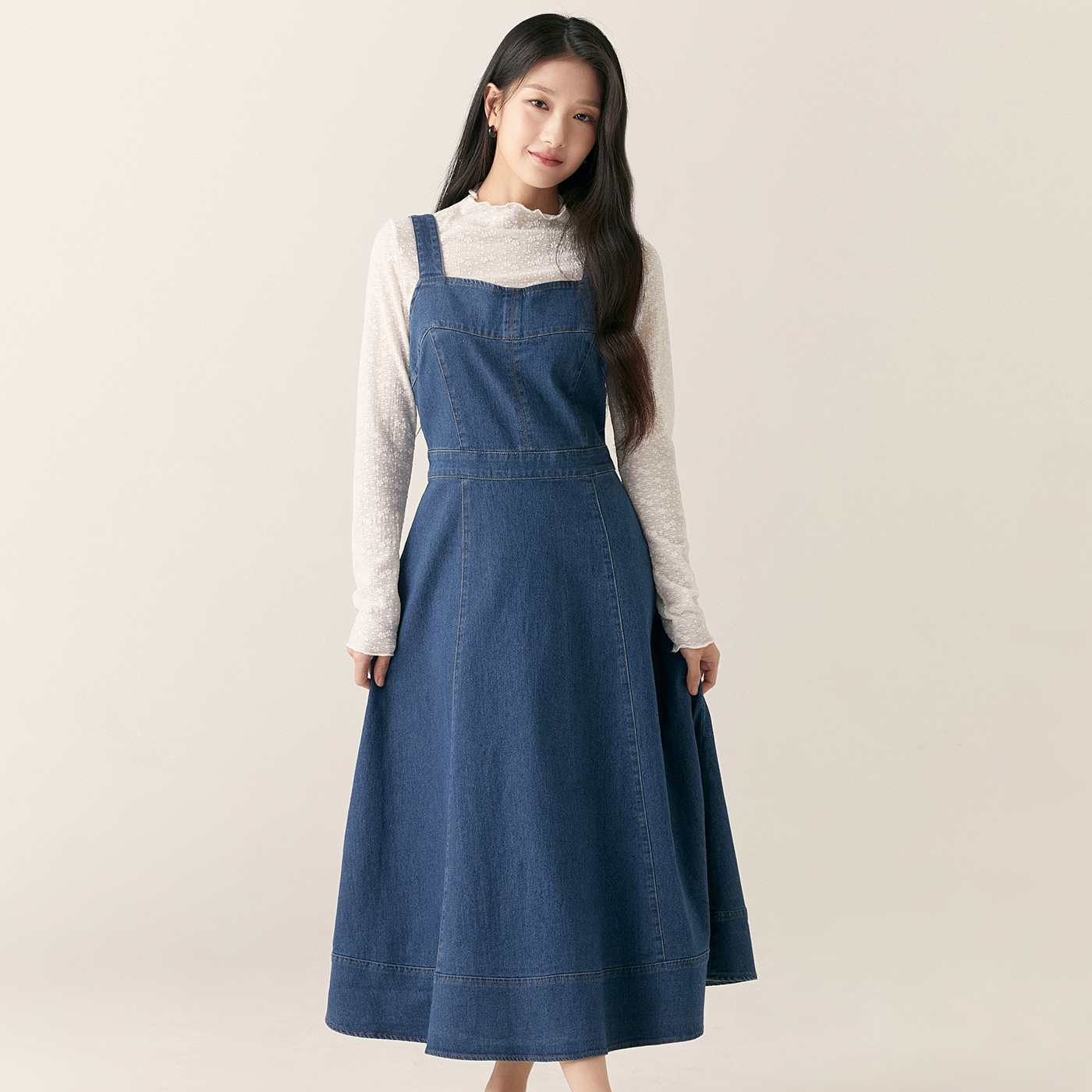 [슈퍼특가] 로엠 데님 뷔스티에 롱 원피스 RMOWF23G18