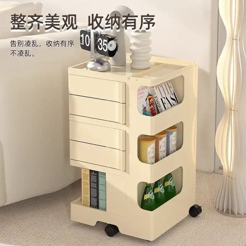 회전수납장 다층 침실 트롤리 멀티 선반 정리함 다용도 사이드 트레이 이동식 - 상세 이미지 4