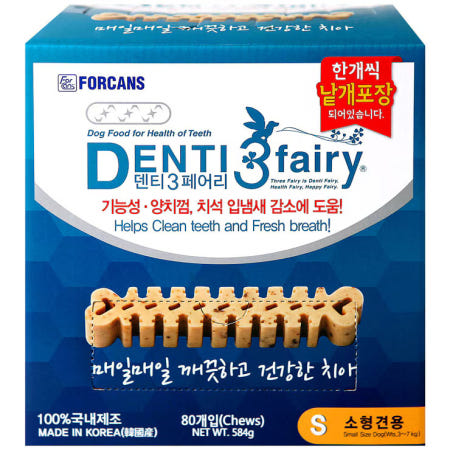 포켄스 : 경기도 안성시 공단2로 100 덴티 3 페어리 소형견용 애견껌 584g (7.3g x 80)