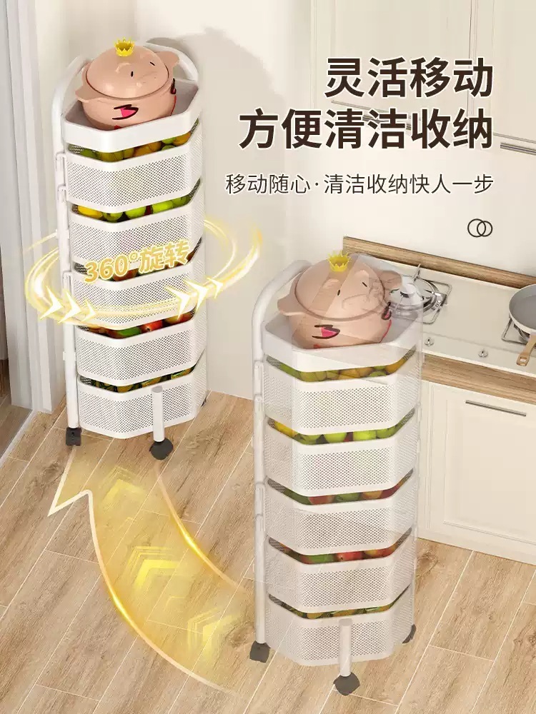 회전수납장 다층 사이드 멀티 이동식 다용도 침실 360도 정리함 선반 주방 - 상세 이미지 2