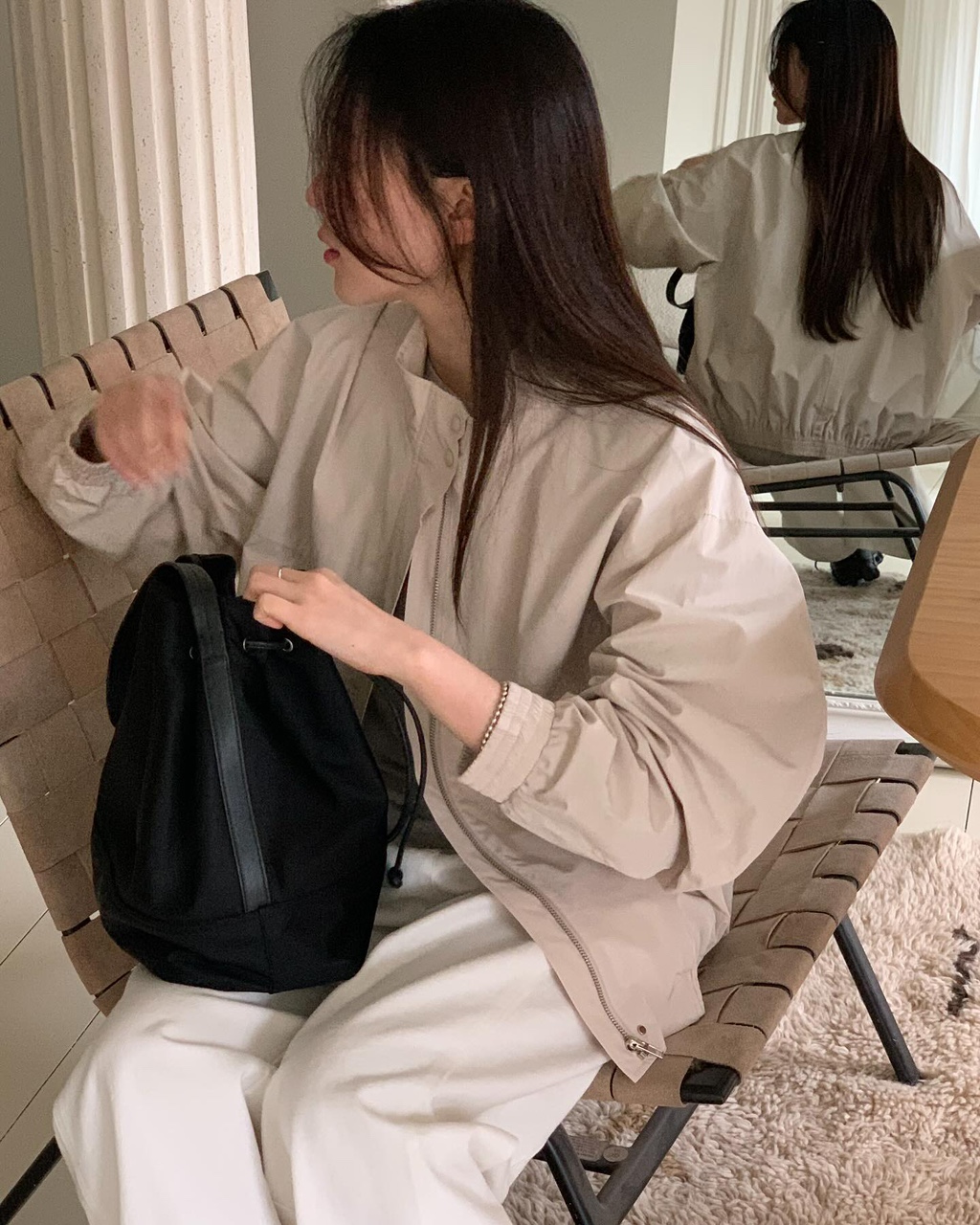 jinsim 진심 비아트 점퍼 하이넥 코튼 루즈핏 바람막이 블루종 jp (3 color) 상세 이미지 28