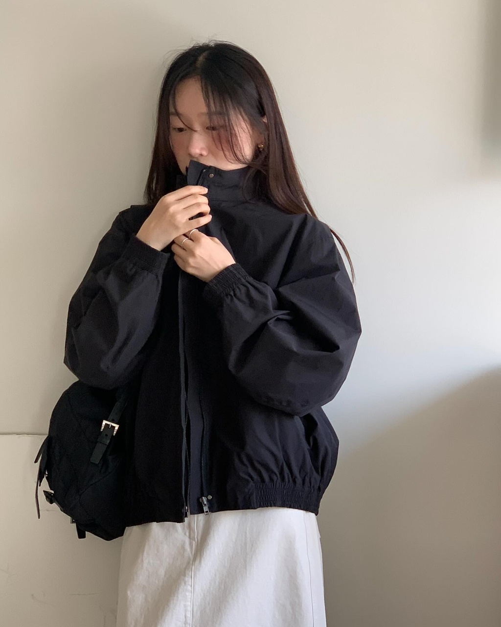 jinsim 진심 비아트 점퍼 하이넥 코튼 루즈핏 바람막이 블루종 jp (3 color) 상세 이미지 35