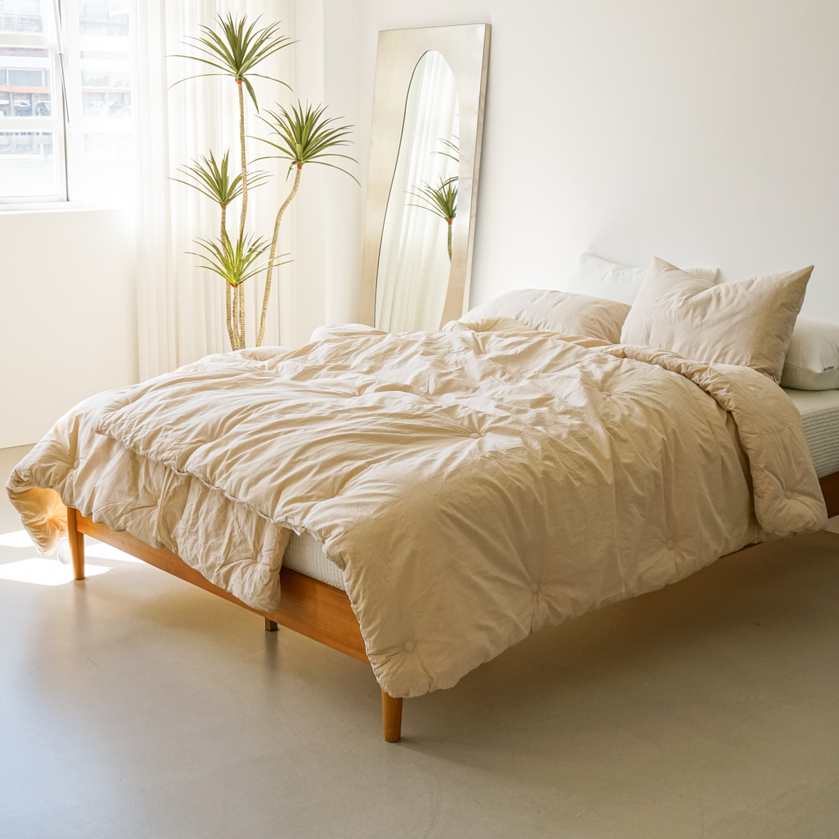 100수 소프트니스 고밀도면 알러지케어 침구 간절기 가을 이불 베이지, SS(슈퍼싱글)